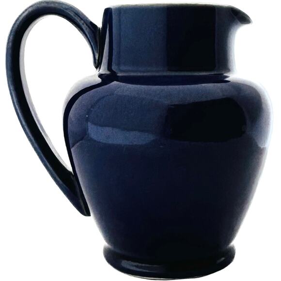 Denby Pottery Harlequin Blue Red Speckled Handled Pitcher 5 1/2" Tall England - Picture 1 of 9